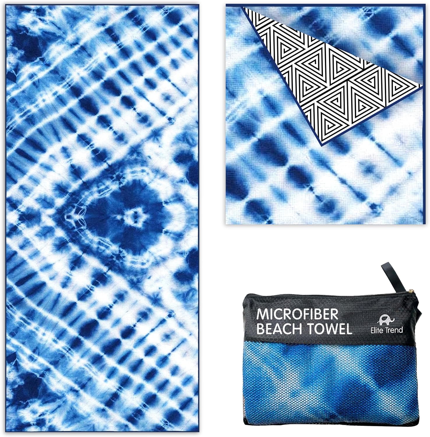 Beach Towel — Blue Tie Dye  — 78 x 35