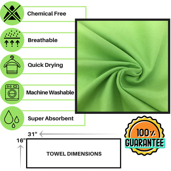 Travel Towel 2 Pack GREEN 71x31+ 31x16 inch