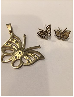 NECKLACE AND EARRING SET - (BUTTERFLY GOLD)