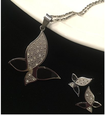 NECKLACE AND EARRING SET - (BUTTERFLY SILVER)