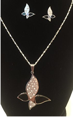 NECKLACE AND EARRING SET - (BUTTERFLY SILVER)