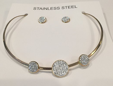 NECKLACE AND EARRING SET - (GOLD CIRCLE)