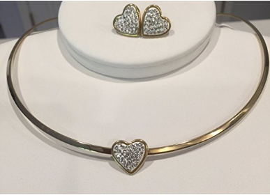 NECKLACE AND EARRING SET - (GOLD HEART)