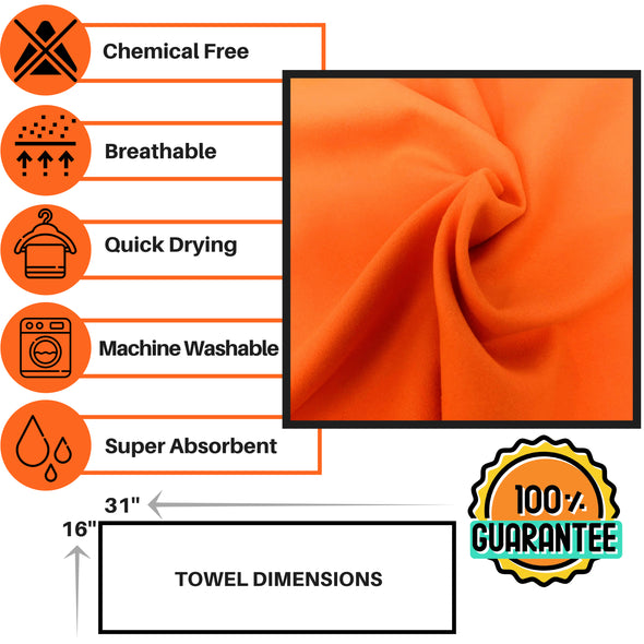 Travel Towel 2 Pack ORANGE 71x31+31x16 inch