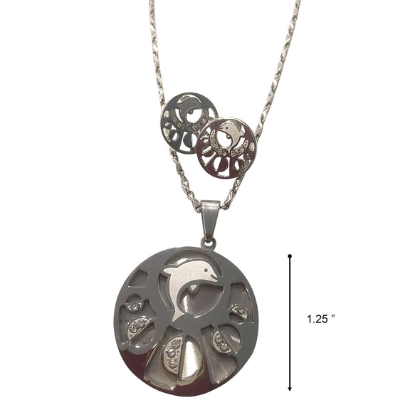 NECKLACE AND EARRING SET - (DOLPHIN SILVER)