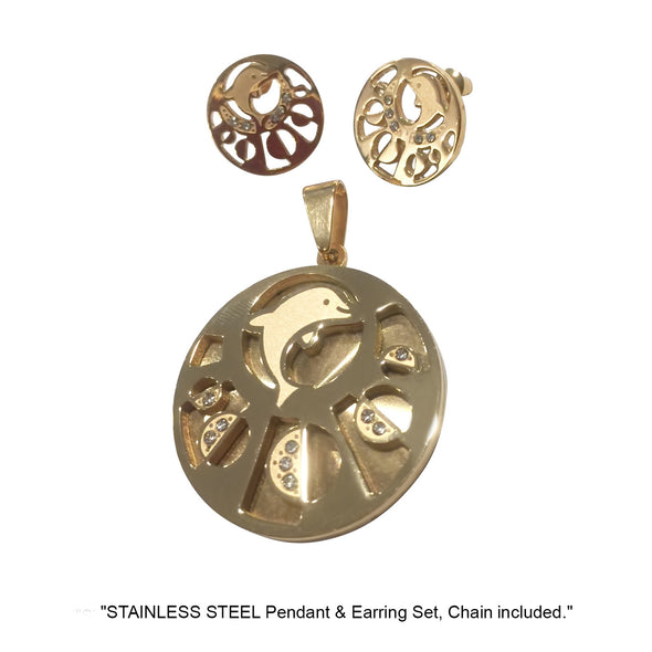 NECKLACE AND EARRING SET - (DOLPHIN GOLD)