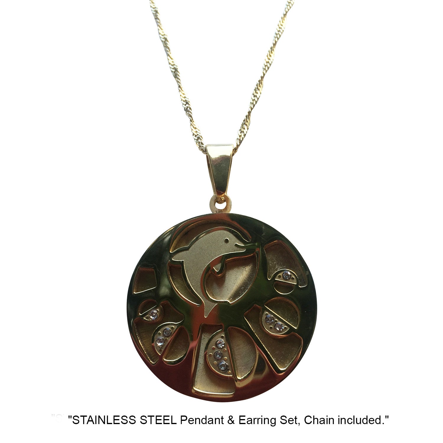 NECKLACE AND EARRING SET - (DOLPHIN GOLD)