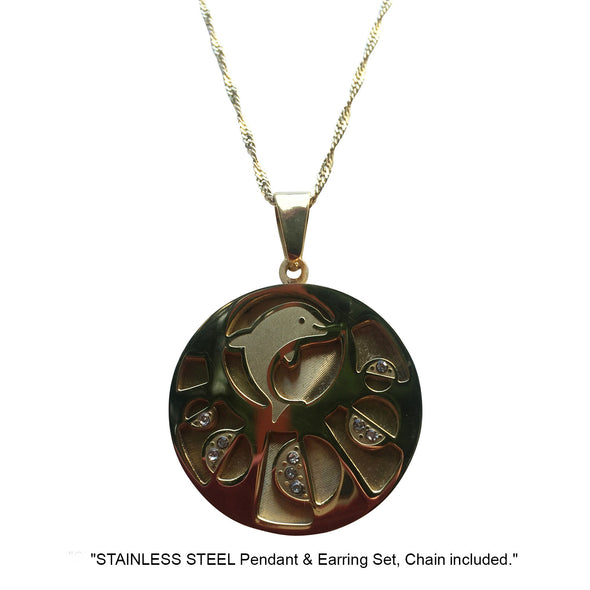 NECKLACE AND EARRING SET - (DOLPHIN GOLD)
