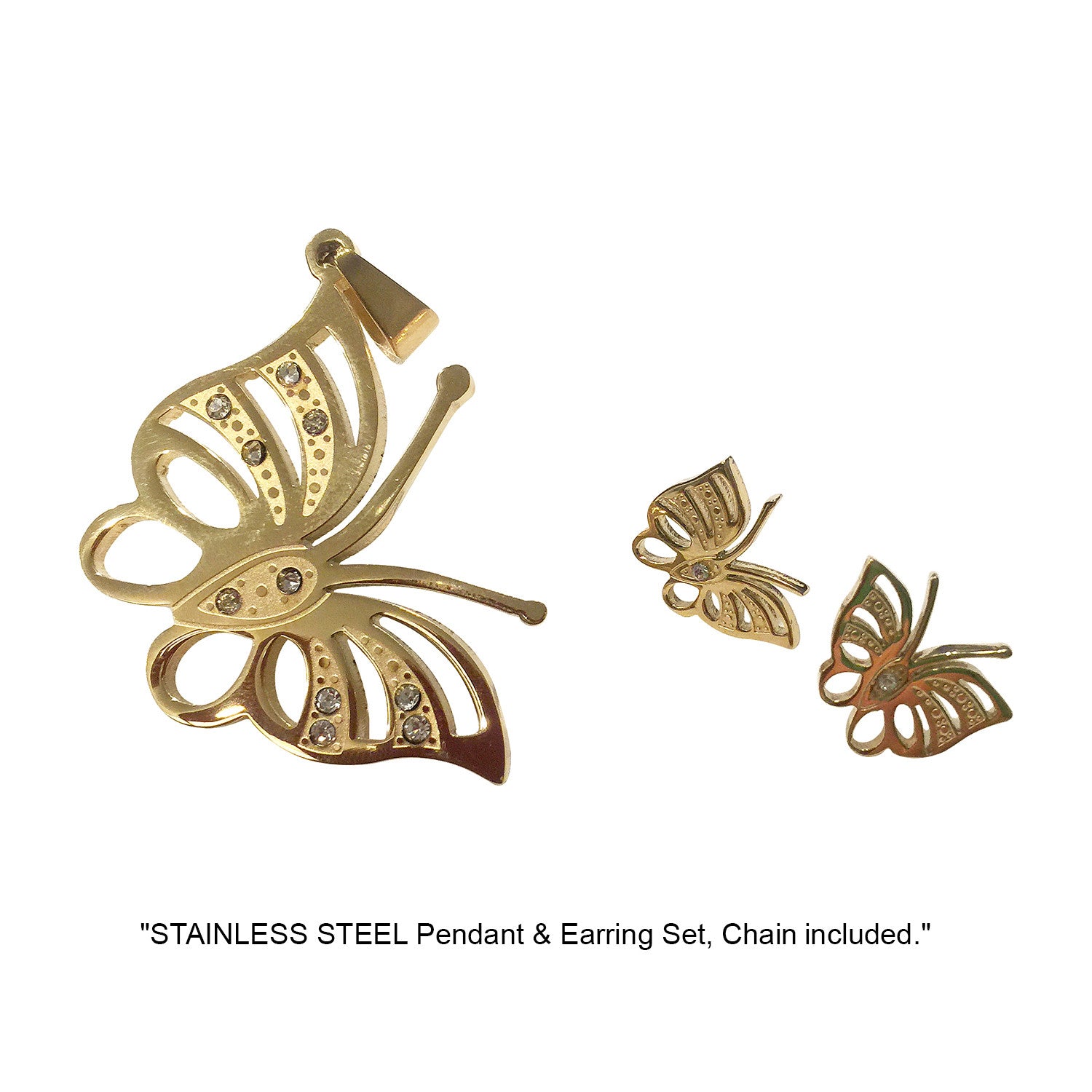 NECKLACE AND EARRING SET - (BUTTERFLY GOLD)