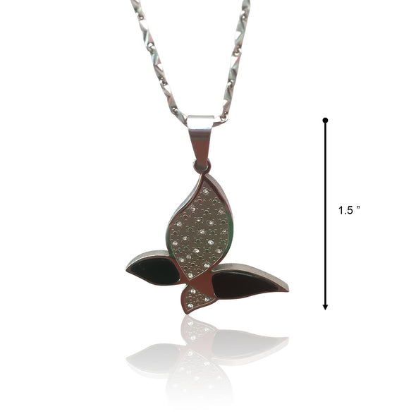 NECKLACE AND EARRING SET - (BUTTERFLY SILVER)