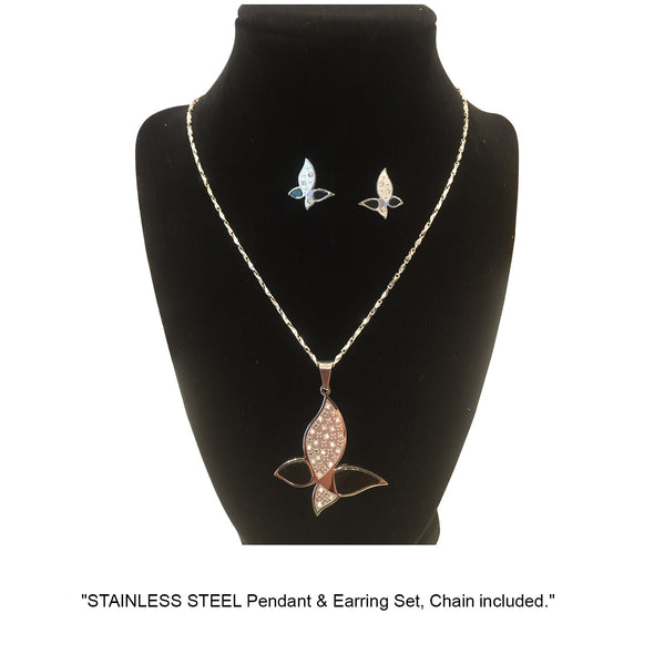 NECKLACE AND EARRING SET - (BUTTERFLY SILVER)