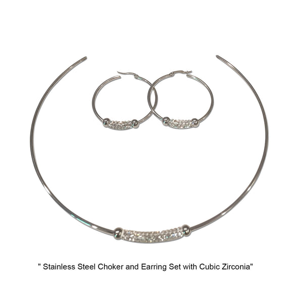 NECKLACE AND EARRING SET - (DIAMOND LINE)