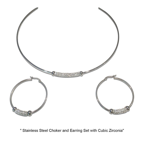 NECKLACE AND EARRING SET - (DIAMOND LINE)