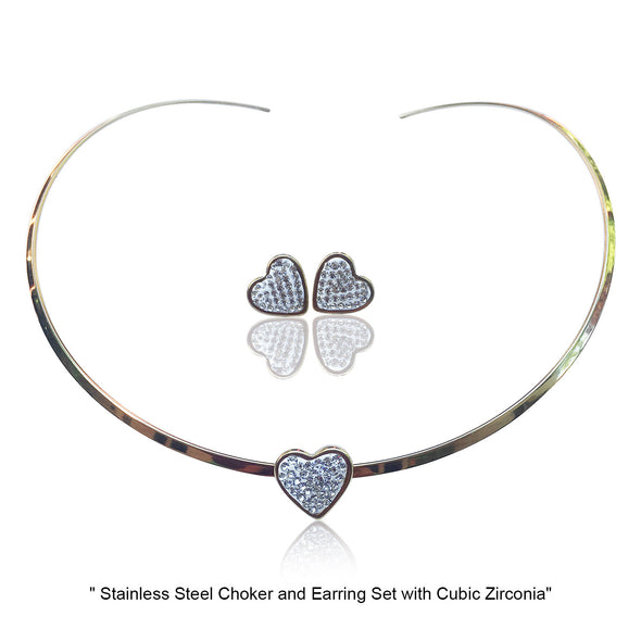 NECKLACE AND EARRING SET - (GOLD HEART)