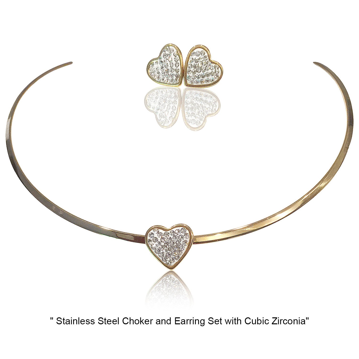 NECKLACE AND EARRING SET - (GOLD HEART)
