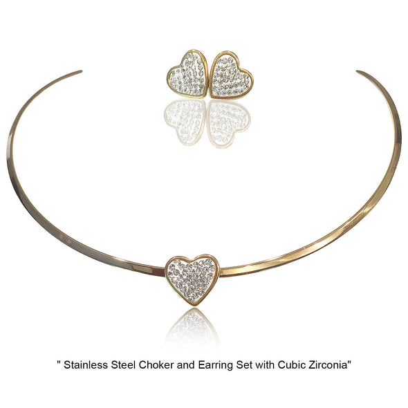 NECKLACE AND EARRING SET - (GOLD HEART)