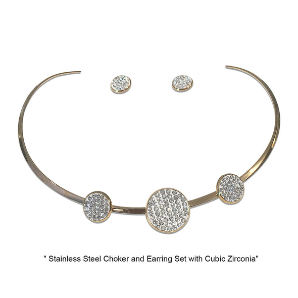 NECKLACE AND EARRING SET - (GOLD CIRCLE)