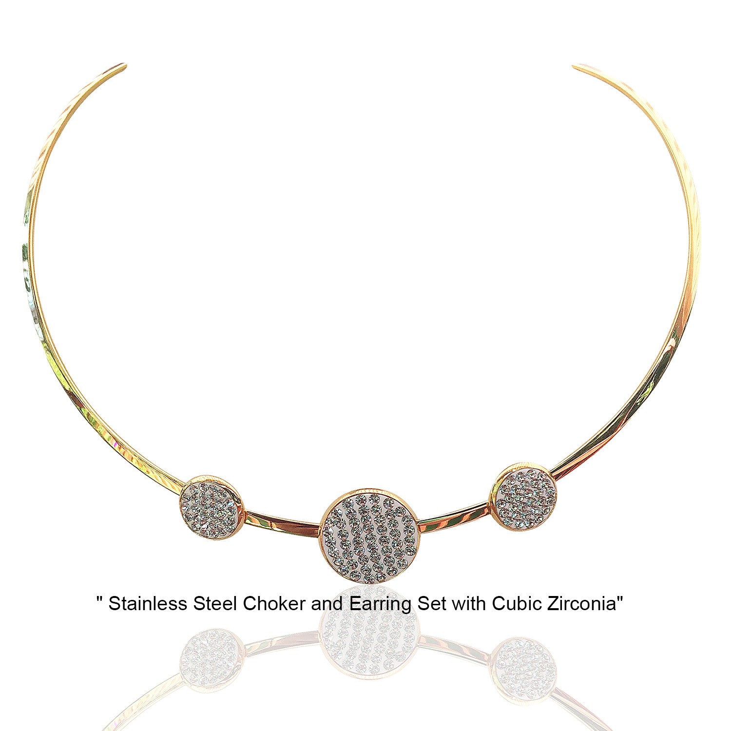 NECKLACE AND EARRING SET - (GOLD CIRCLE)