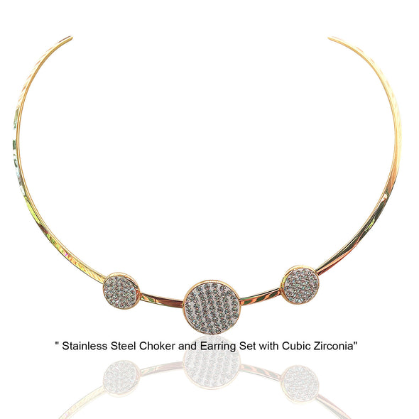 NECKLACE AND EARRING SET - (GOLD CIRCLE)