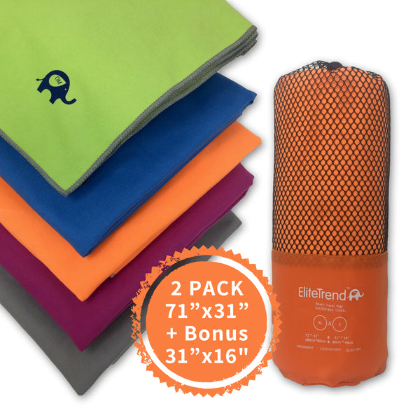 Travel Towel 2 Pack ORANGE 71x31+31x16 inch