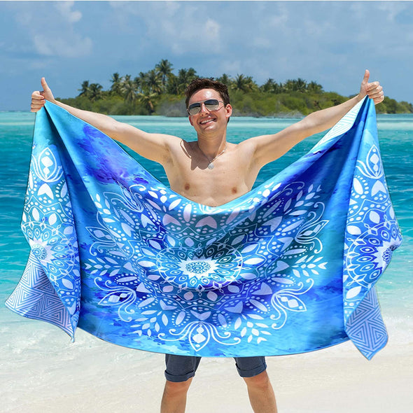 Beach Towel - Mandala Blue (63x31 inches)