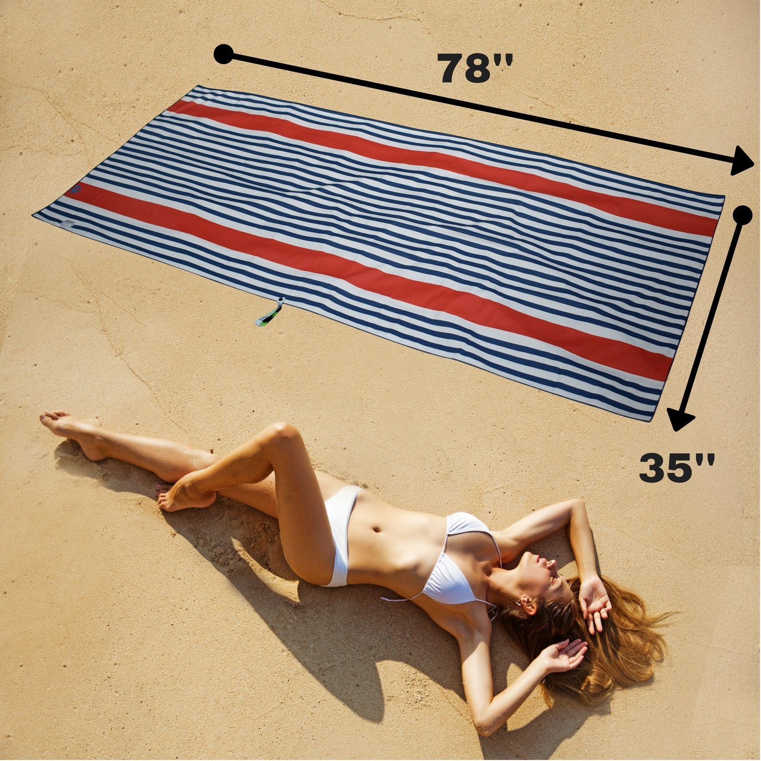 Beach Towel - Blue Red (78x35 inches)