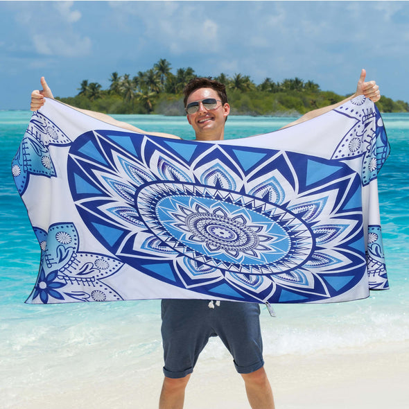 Beach Towel - Blue Flower 63 x 31