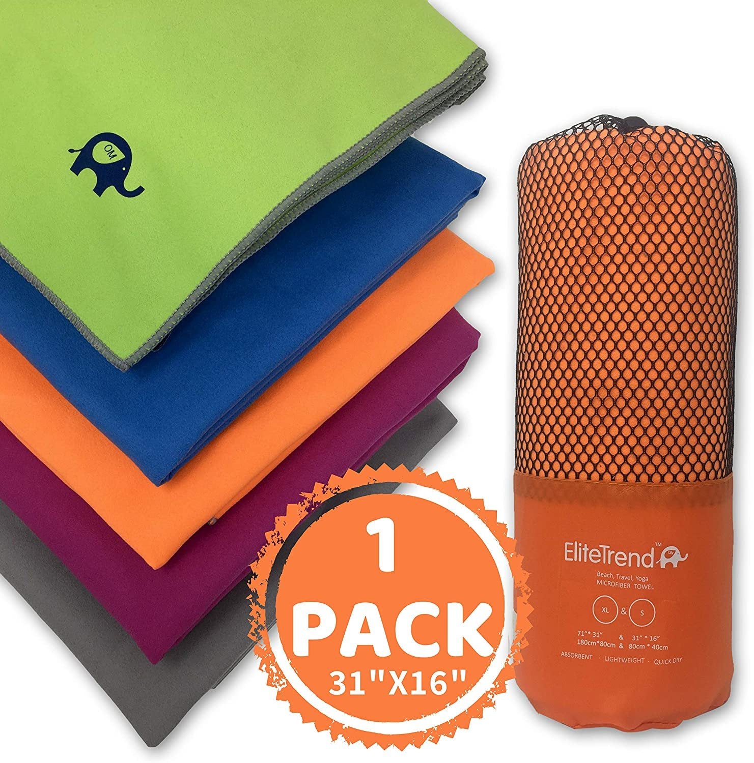 Elite Trend Microfiber Quick Dry Travel Towel:for Gym & Sports 2 Sizes:(XL 71 x 31) and(Small 31x16)- Thin Lightweight, Sand Free Towels