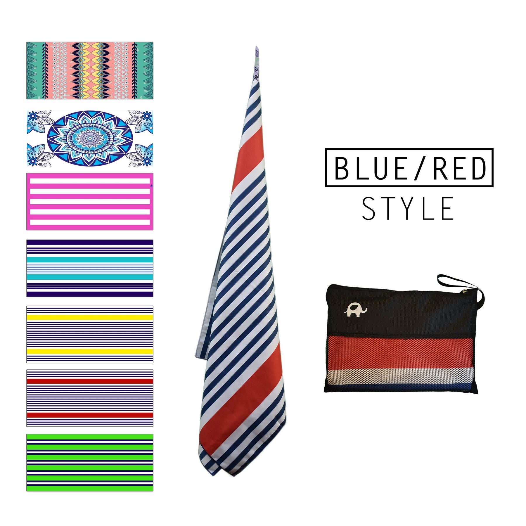 Beach Towel - Blue Red (78x35 inches)
