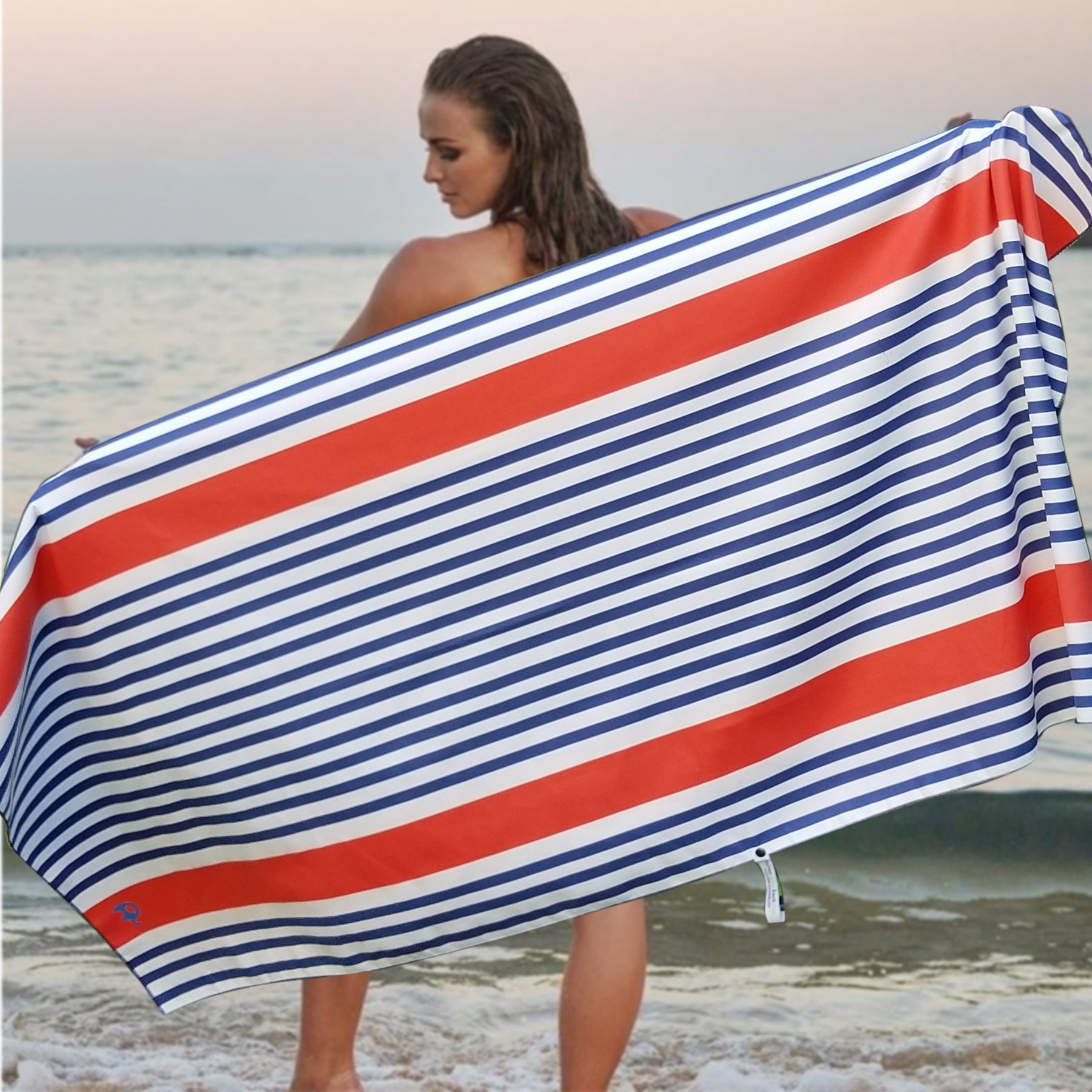 Beach Towel - Blue Red (78x35 inches)