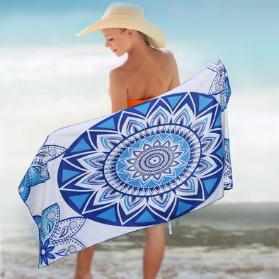 Beach Towel - Blue Flower 63 x 31