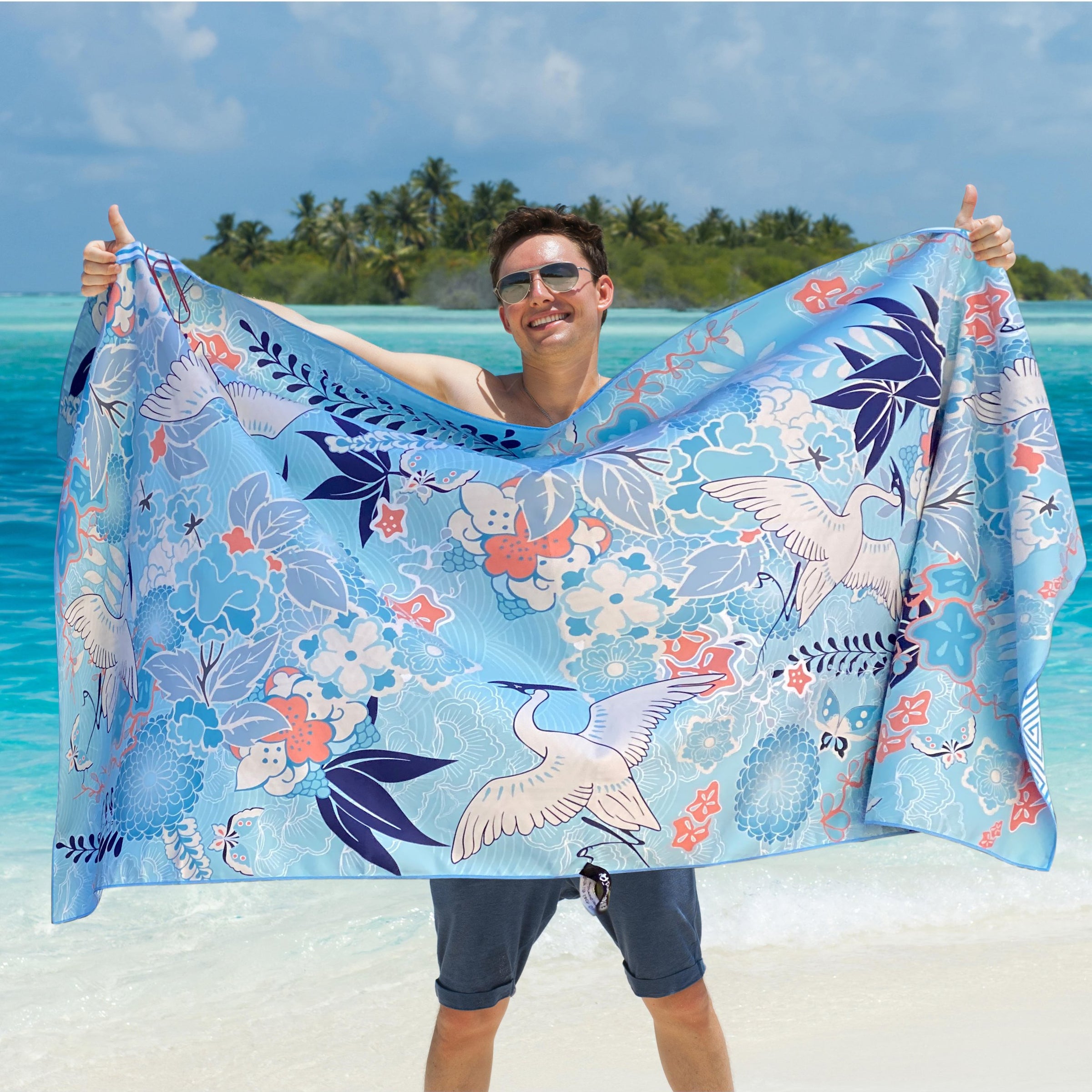 Microfiber Quick Dry Travel Towel for Gym & Sports. Thin Lightweight, Sand Free Towels (KIMONO BLUE), Extra Large (78X35-INCH))