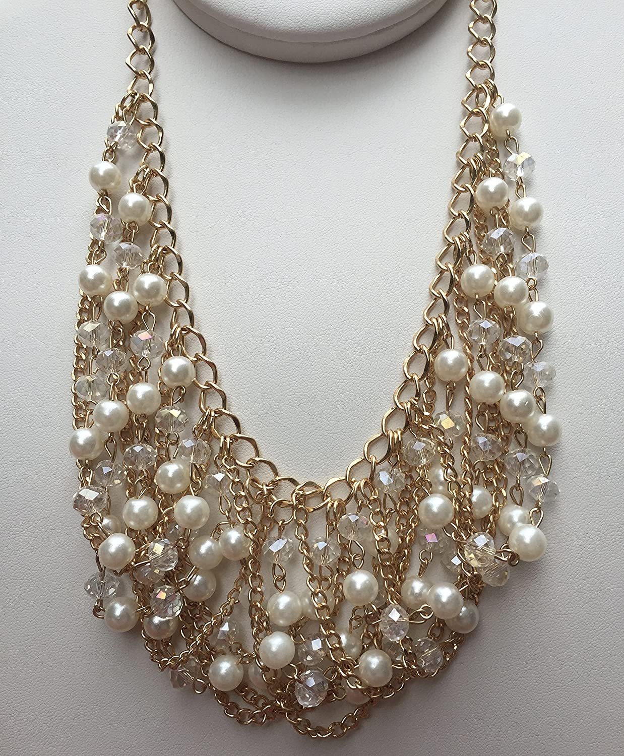 ELITE TREND Designer Jewelry Fashion Gold Plated Faux Pearls 20-22 Inch Necklace and Earring Set