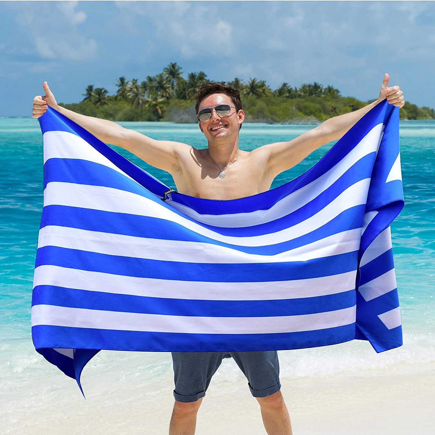 Beach Towel - Cabana Blue (63x31 inches)