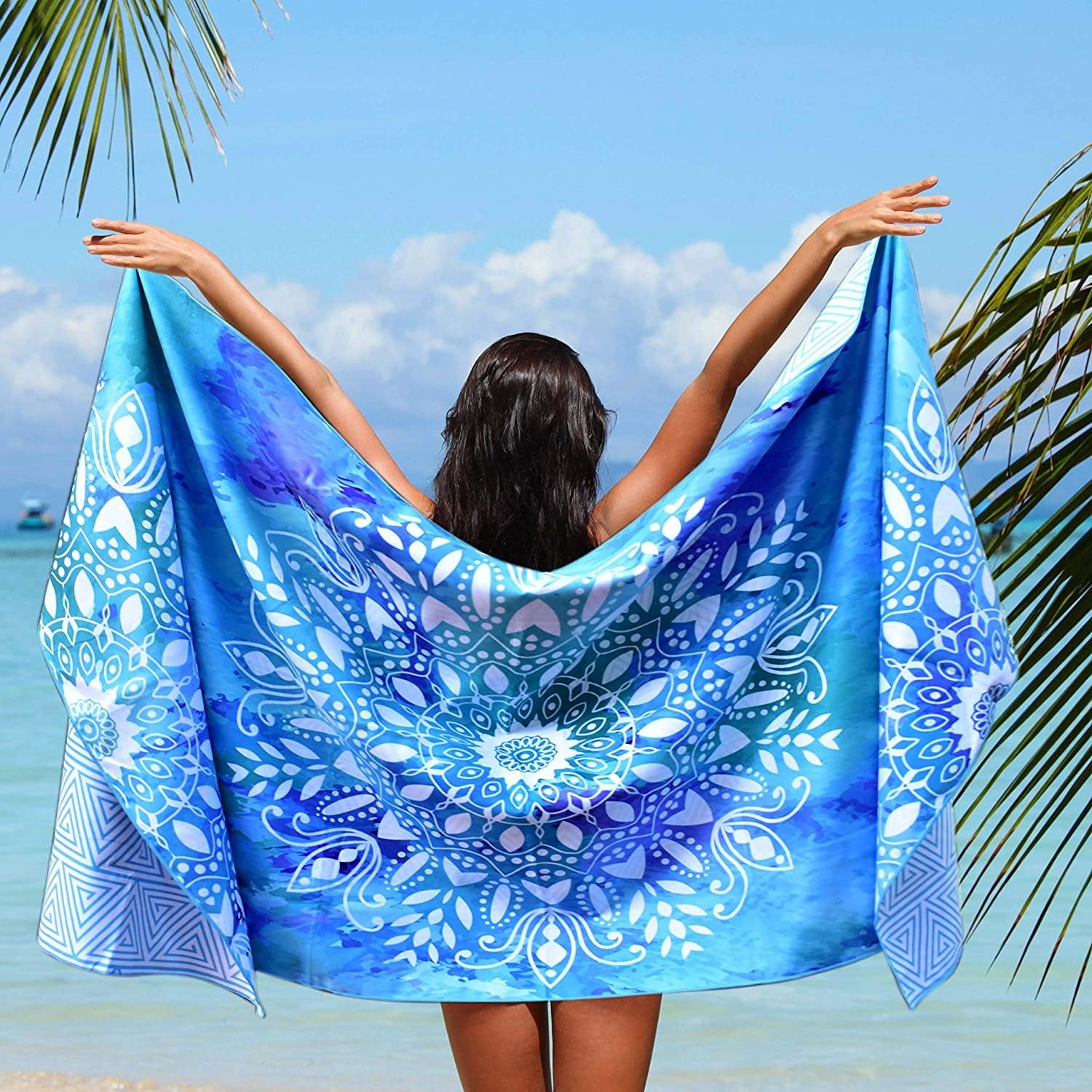 Beach Towel - Mandala Blue (63x31 inches)