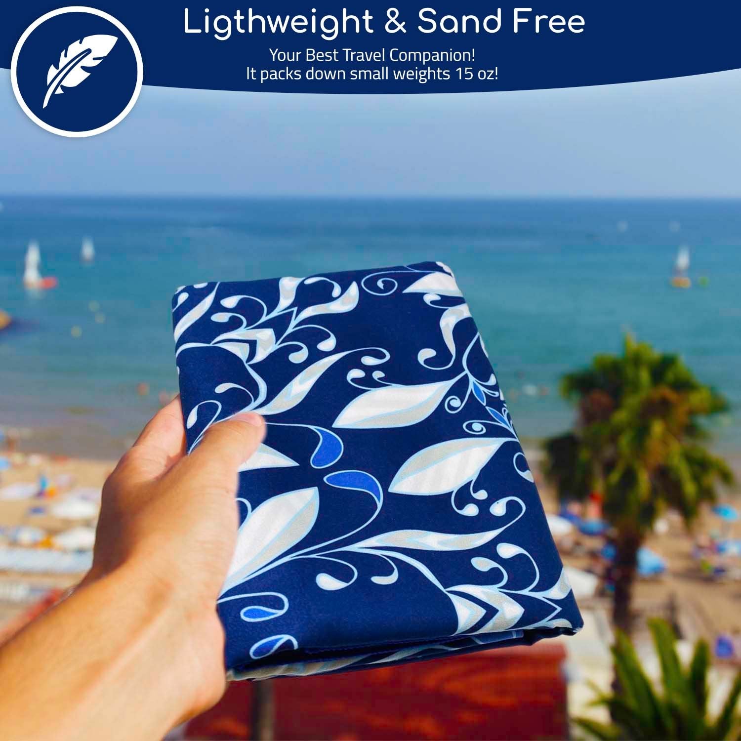 Beach Towel - Blue Flower (78x35 inches)