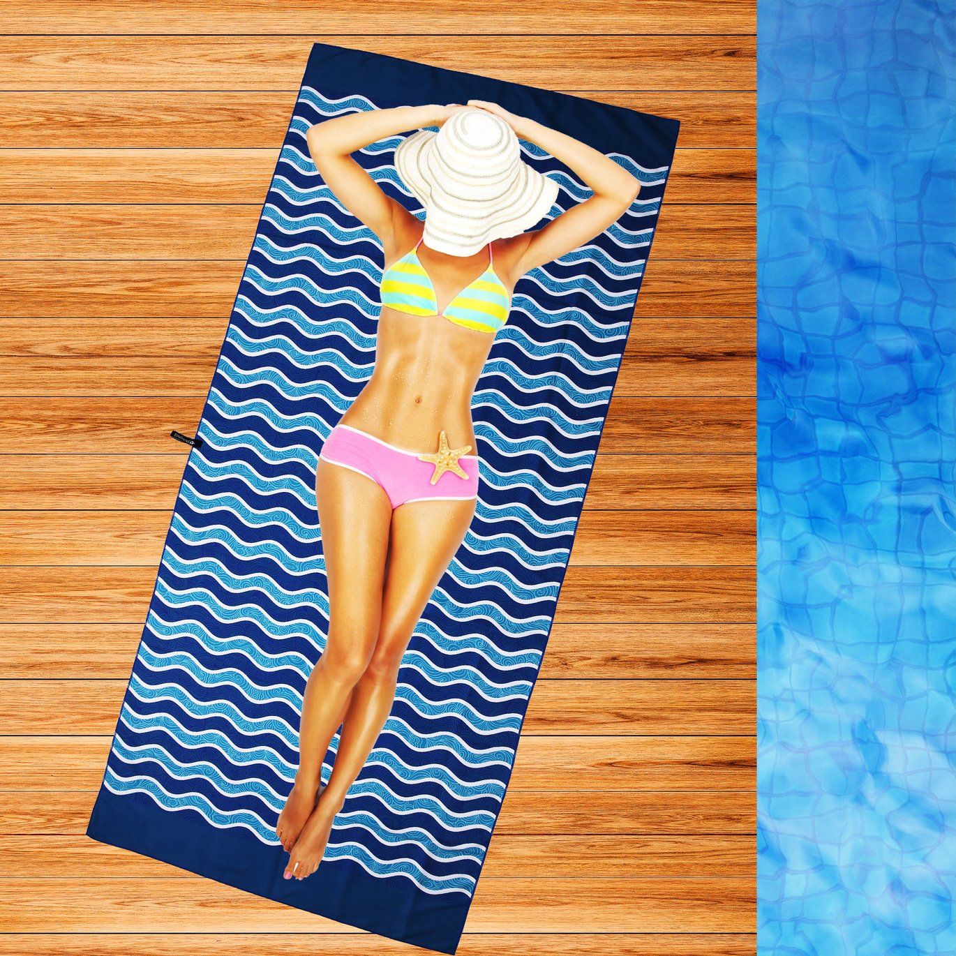 Beach Towel - Blue Sea (78x35 inches)