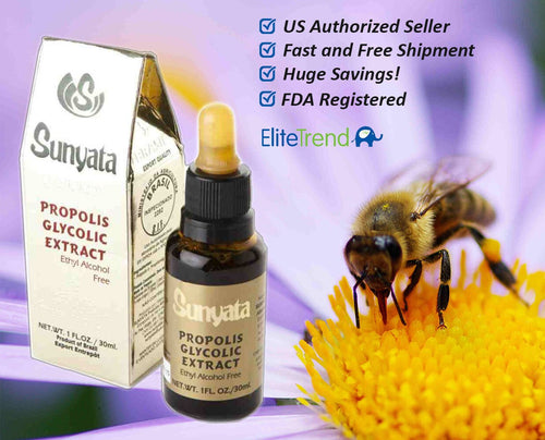 9 Units Sunyata Brazilian Green Propolis Glycolic Extract Gold,  Alcohol Free