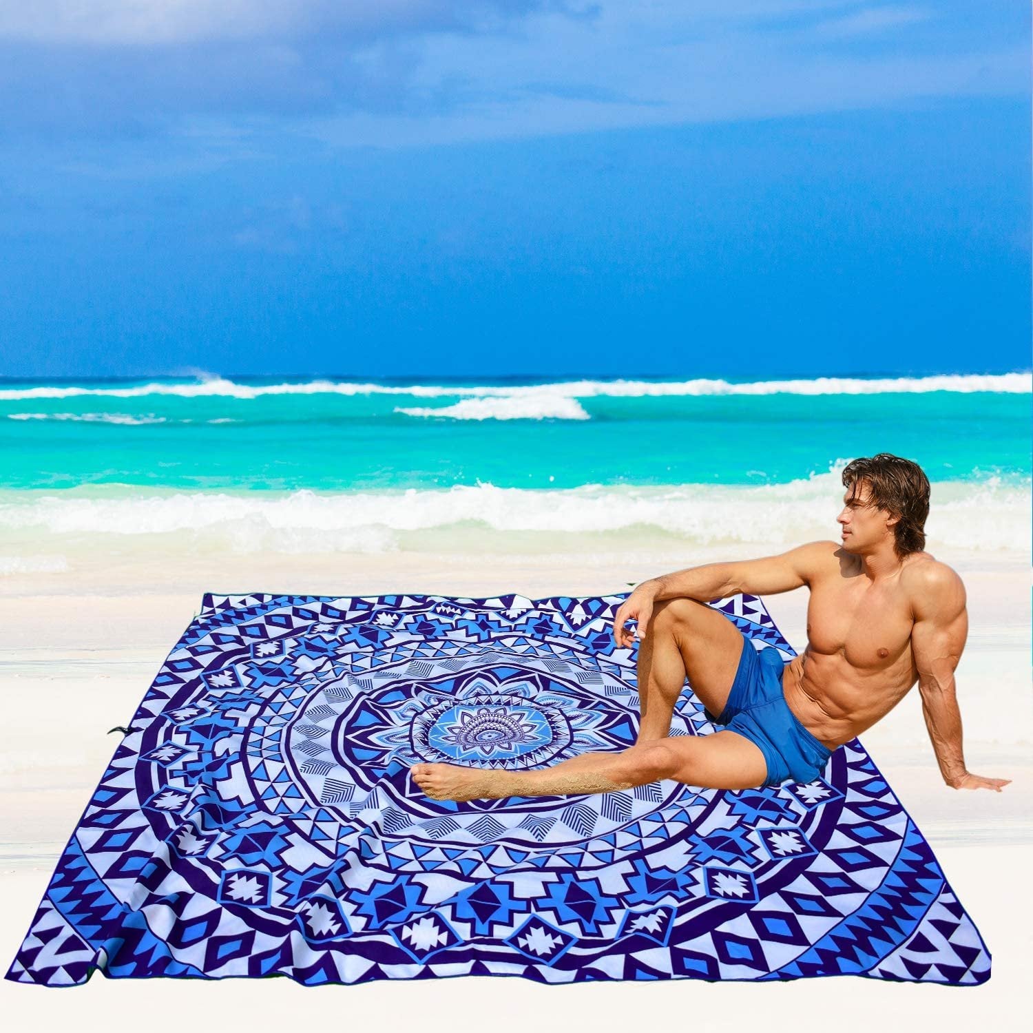 Beach Towel - Blue Beauty (72x72 inches)