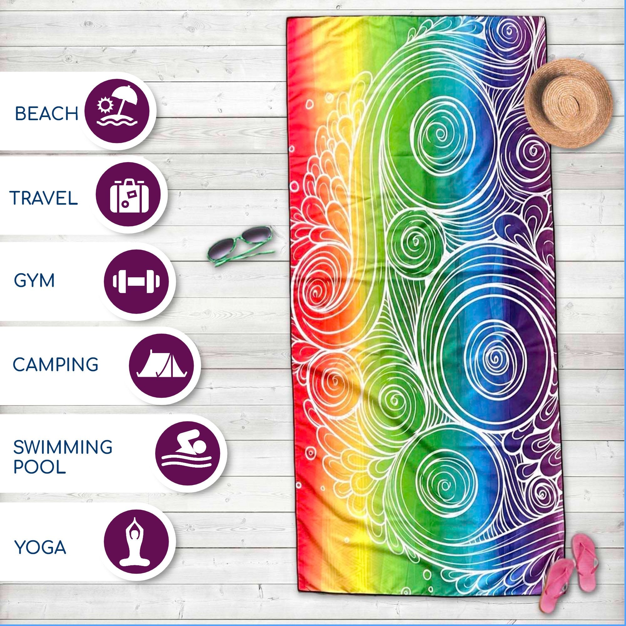 Beach Towel - Tiedeye (78x35 inches)