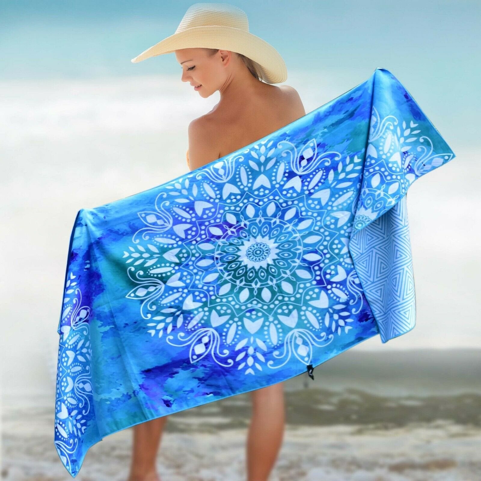 Beach Towel - Mandala BLue (78x35 inches)