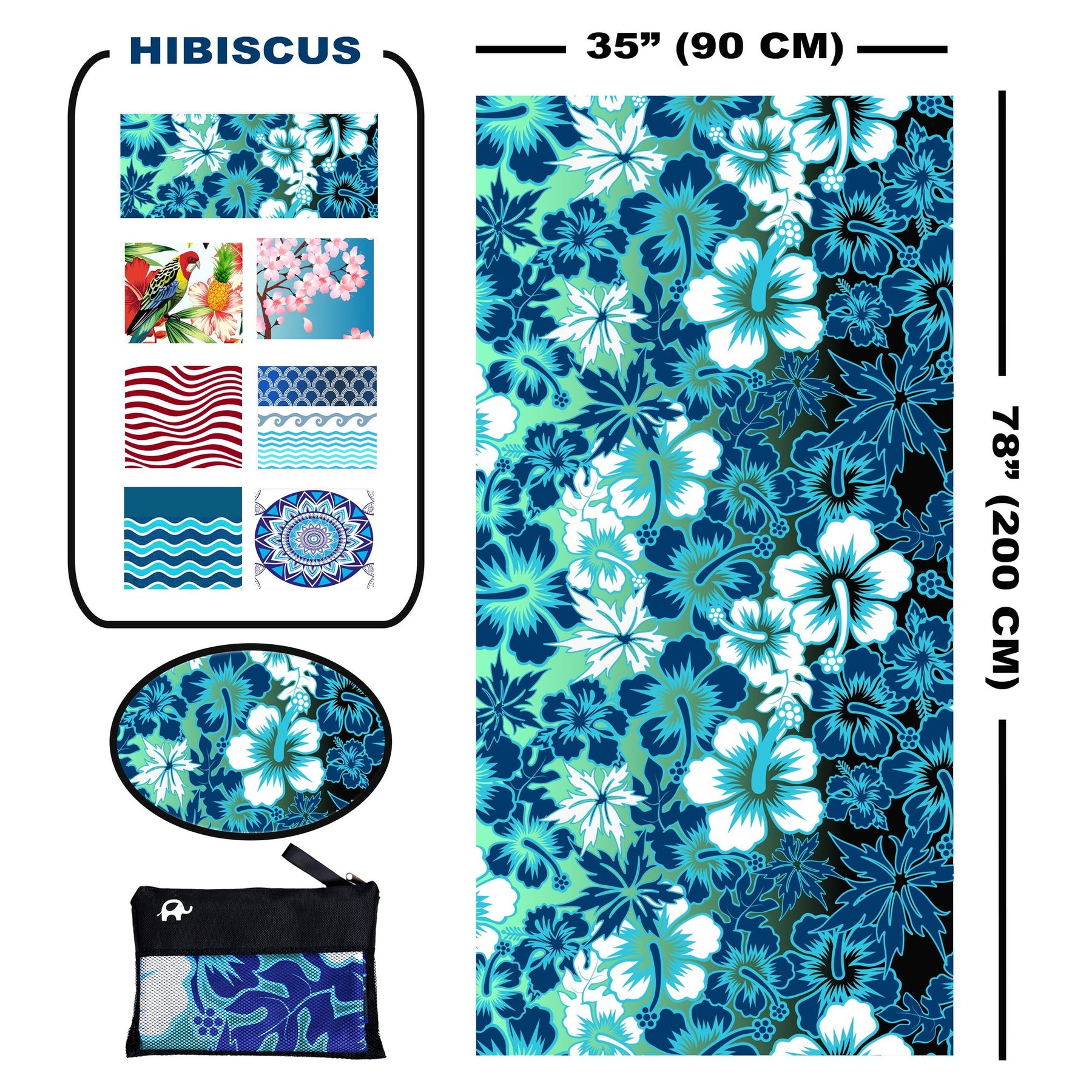 Beach Towel - Hibiscus (78x35 inches)