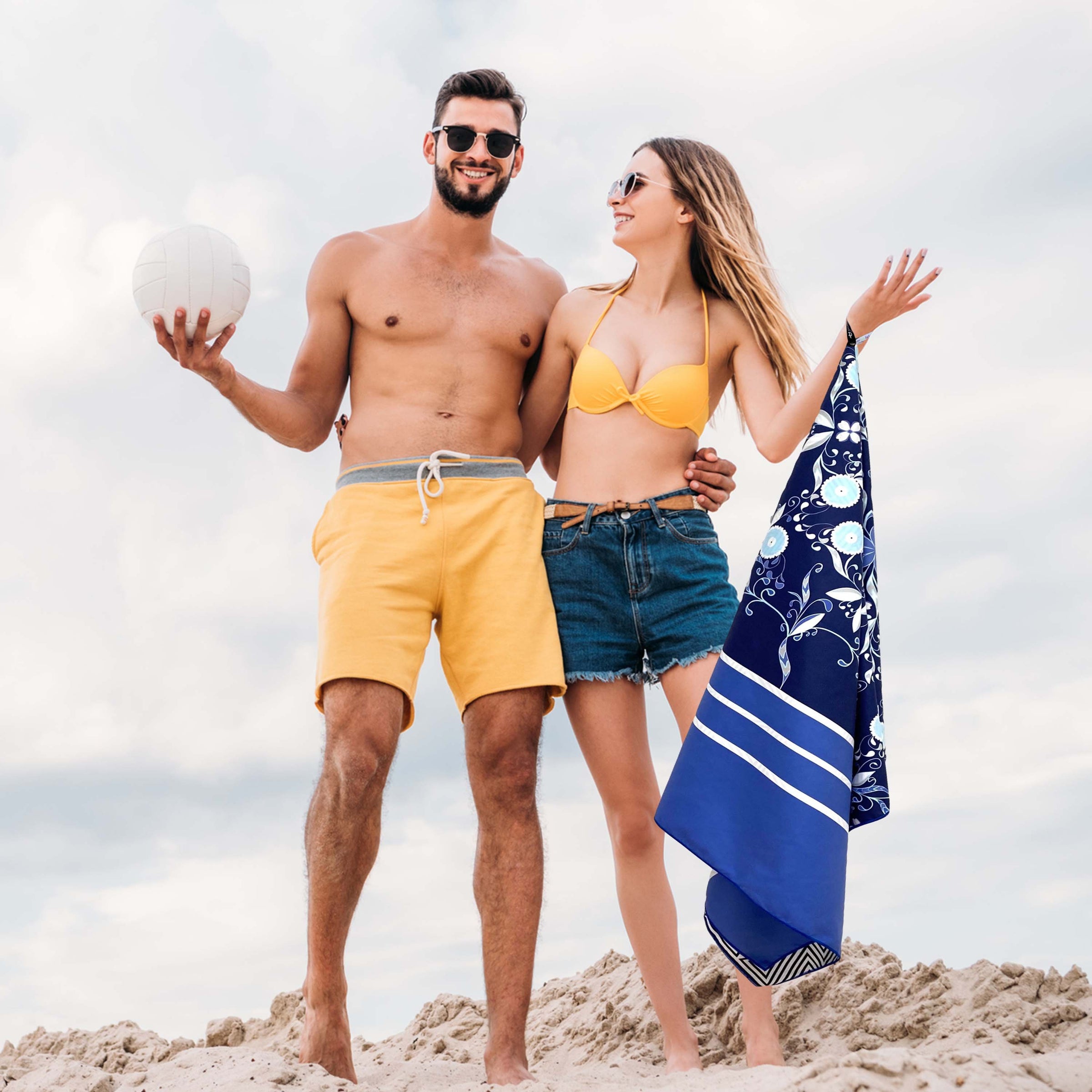 Beach Towel - Blue Flower (78x35 inches)