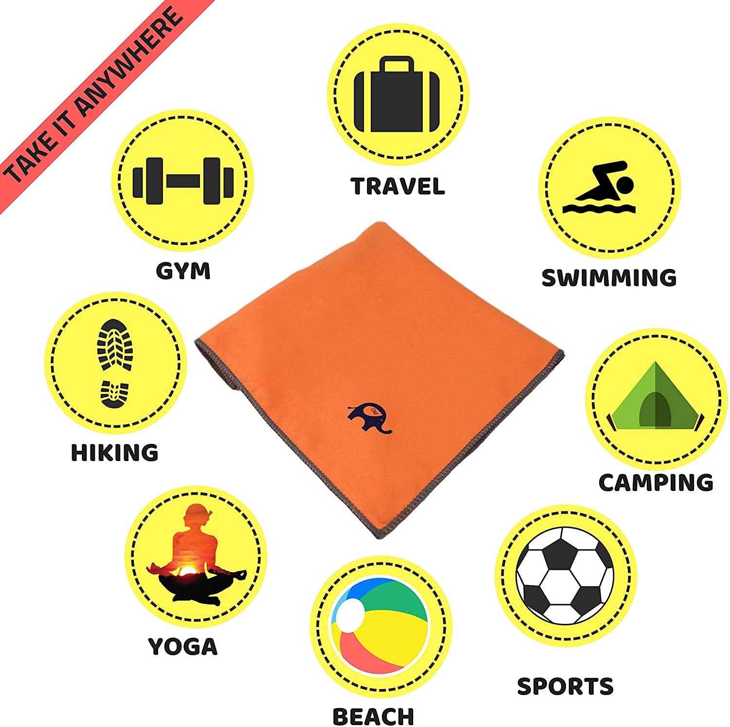 Elite Trend Microfiber Quick Dry Travel Towel:for Gym & Sports 2 Sizes:(XL 71 x 31) and(Small 31x16)- Thin Lightweight, Sand Free Towels