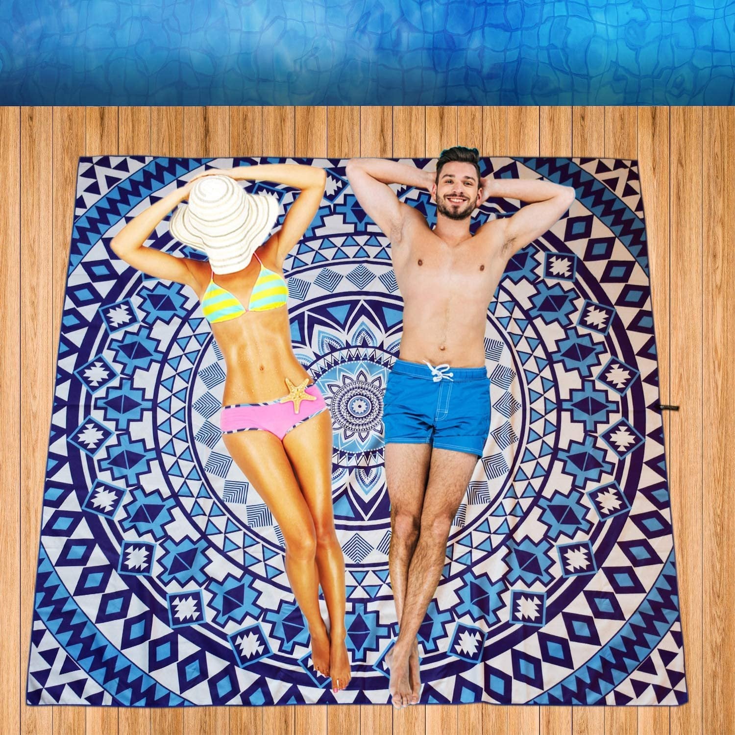 Beach Towel - Blue Beauty (72x72 inches)