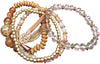 Designer Bohemian Style Crystal Pearls Jewelry Bijoux Fashion Gold Color Alloy Colorful Enamel Rhinestone Flower Multi Layer Bangles Sets by Elite Trend