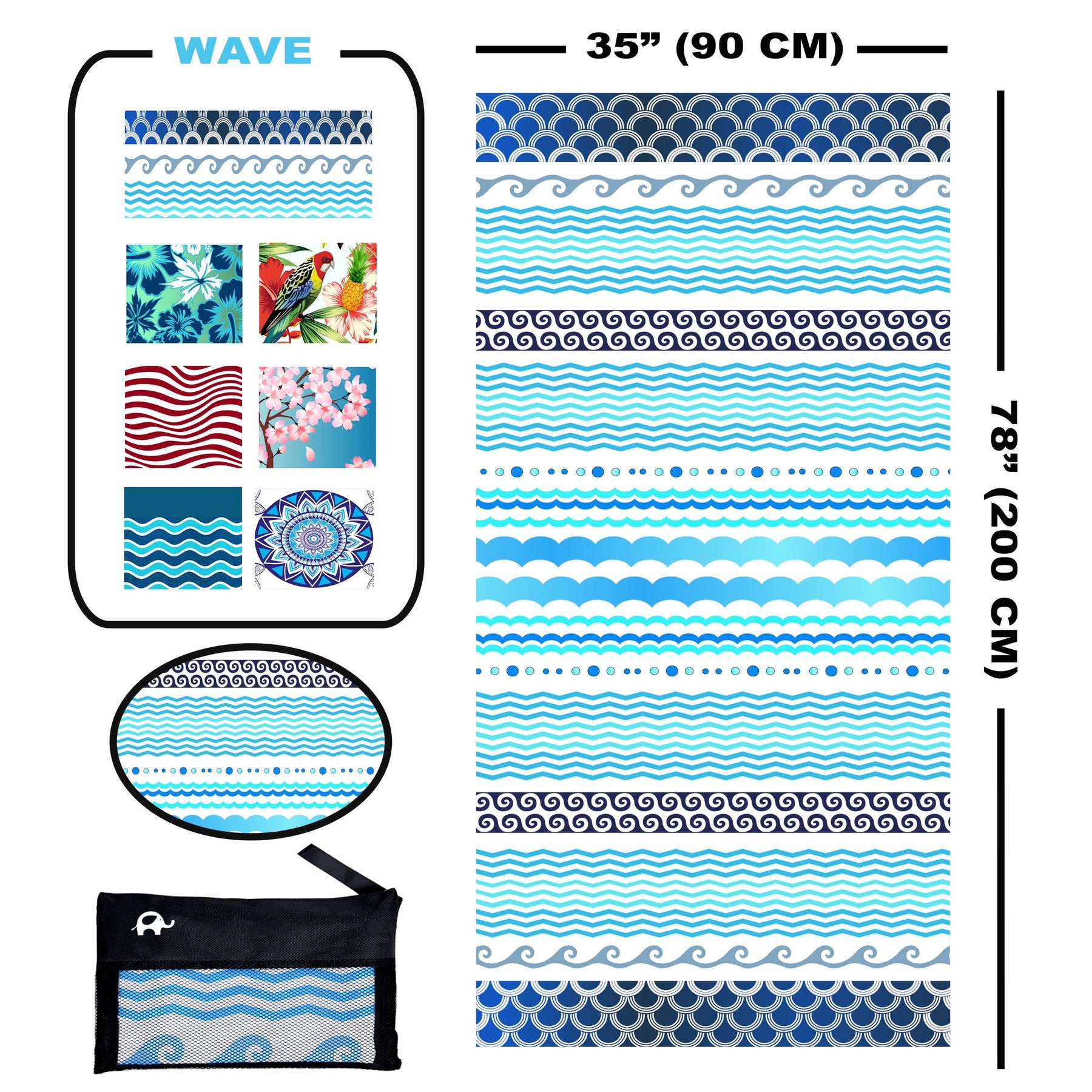 Beach Towel - Waves (78x35 inches)