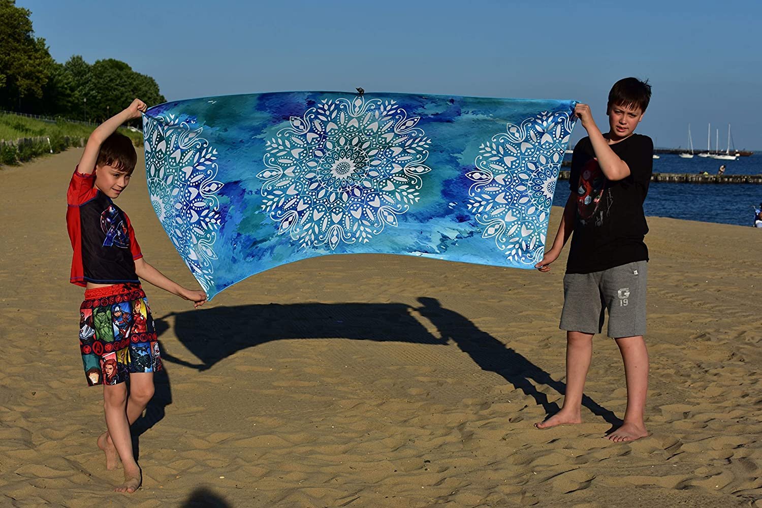 Beach Towel - Mandala Blue (63x31 inches)