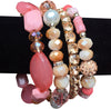 Designer Bohemian Style Crystal Pearls Jewelry Bijoux Fashion Gold Color Alloy Colorful Enamel Rhinestone Flower Multi Layer Bangles Sets by Elite Trend