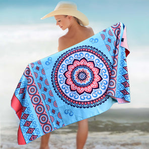 Beach Towel - Mandala Coral (78x35 inches)